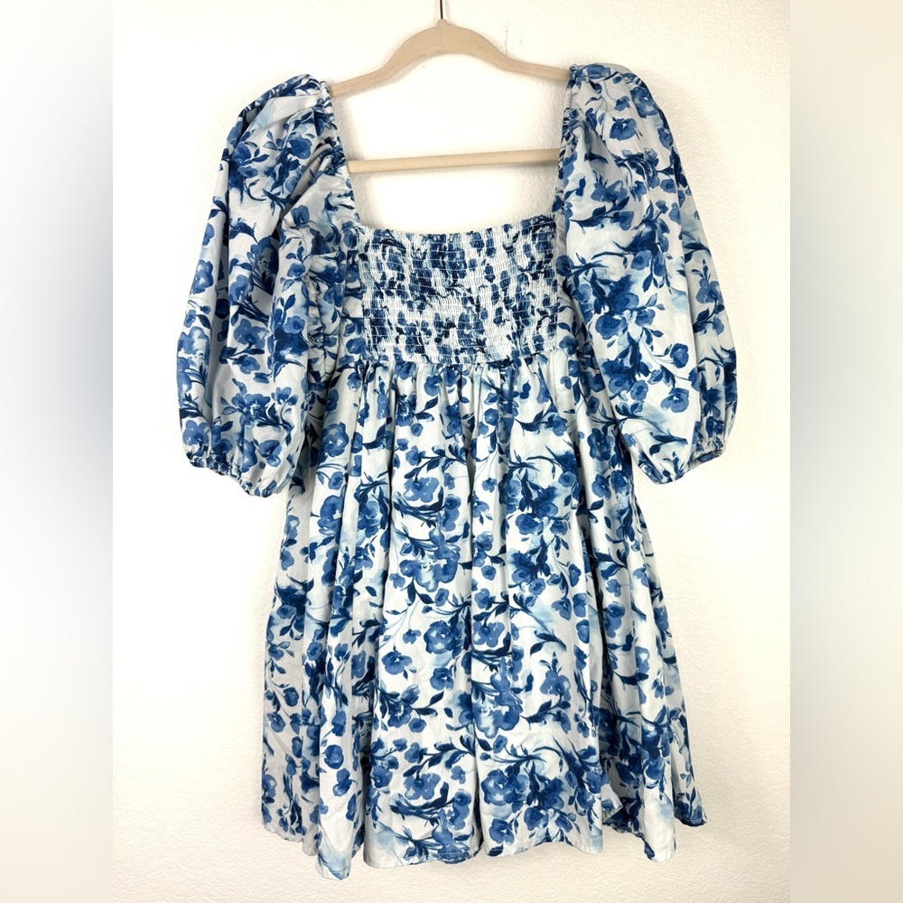 Abercrombie & Fitch Emerson Poplin Puff Sleeve floral Mini Dress size M - Picture 7 of 10
